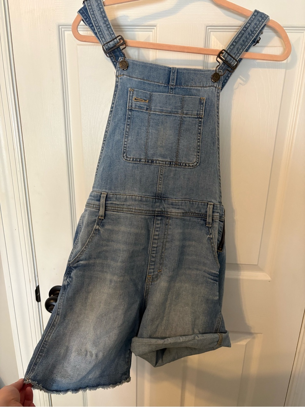 Light Blue Denim Short Overalls for women’s - Casual Bib Shorts gap